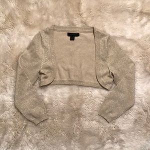 Express gold metallic knit shrug